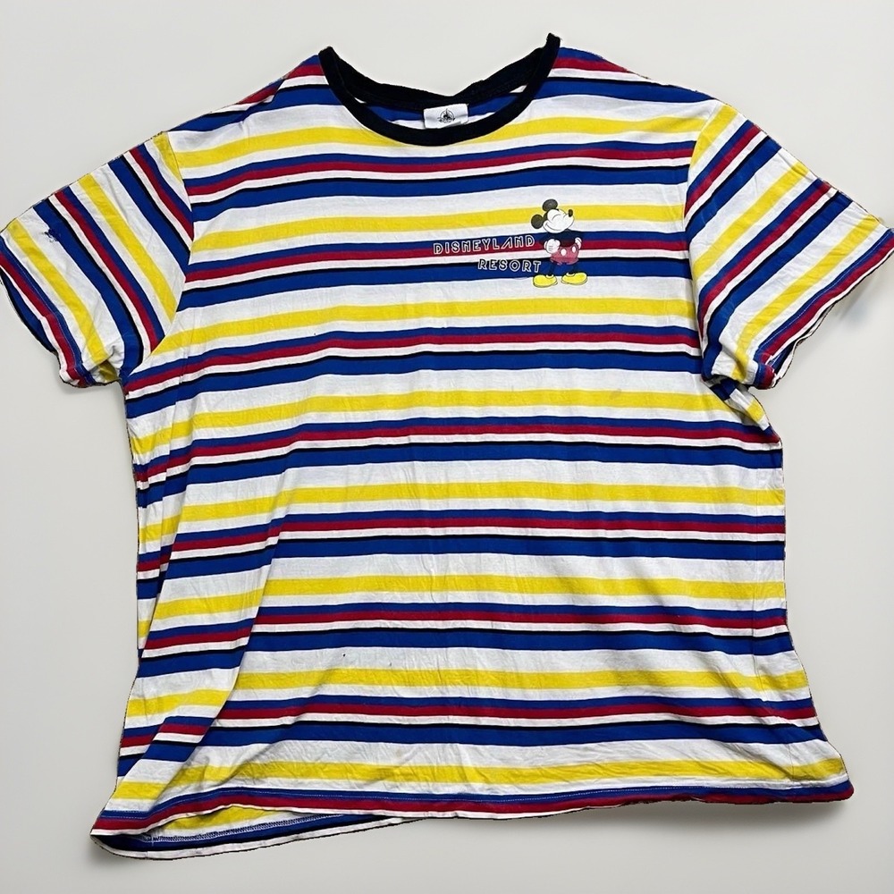 VTG Walt Disney World Parks Mens Size XXL Mickey Mouse Striped T Shirt